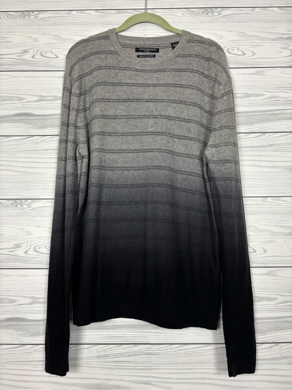 Impermeable Cashmere mens stripe Ombre sweater size medium
